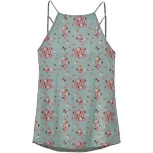 Patagonia Alpine Valley Halter Tank Top Geometric High Neck Gypsum Green Medium